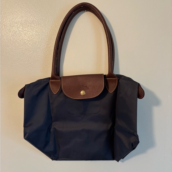 Longchamp Mini Shoulder Navy and Brown Tote Bag - Picture 1 of 4